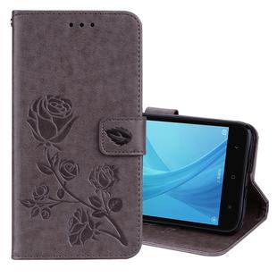 For Xiaomi  Redmi Note 5A Pro / Prime Roses Pressed Flowers Pattern Flip Leather Case with Holder & Card Slots & Wallet(Grey)