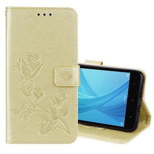 For Xiaomi  Redmi Note 5A Pro / Prime Roses Pressed Flowers Pattern Flip Leather Case with Holder & Card Slots & Wallet(Gold)