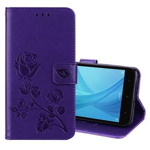 For Xiaomi  Redmi Note 5A Pro / Prime Roses Pressed Flowers Pattern Flip Leather Case with Holder & Card Slots & Wallet(Purple)