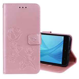 For Xiaomi  Redmi Note 5A Pro / Prime Roses Pressed Flowers Pattern Flip Leather Case with Holder & Card Slots & Wallet(Rose Gold)