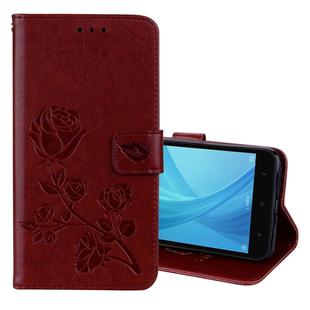 For Xiaomi  Redmi Note 5A Pro / Prime Roses Pressed Flowers Pattern Flip Leather Case with Holder & Card Slots & Wallet(Brown)