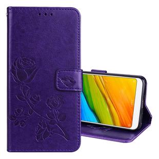 For Xiaomi Redmi 5 Plus Rose Embossed Horizontal Flip Environmental PU Leather Case with Holder & Card Slots & Wallet(Purple)