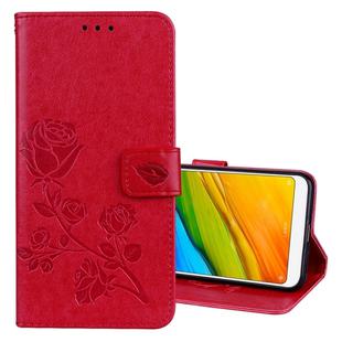 For Xiaomi Redmi 5 Plus Rose Embossed Horizontal Flip Environmental PU Leather Case with Holder & Card Slots & Wallet(Red)