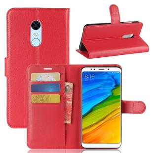 For Xiaomi  Redmi 5 Plus Litchi Texture Horizontal Flip Leather Case with Holder & Card Slots & Wallet (Red)