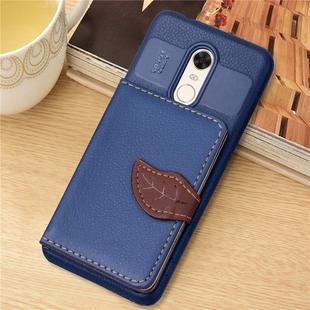 Leaf Style Magnetic Leather Case for Xiaomi Redmi 5 Plus, with Holder & Card Slots & Wallet & Photo Frame (Dark Blue)