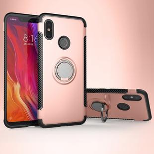 Magnetic 360 Degree Rotation Ring Armor Protective Case for Xiaomi Mi 8(Rose Gold)