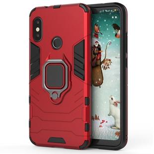 PC + TPU Shockproof Protective Case with Magnetic Ring Holder for Xiaomi Redmi Note 6 Pro (Red)