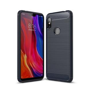 Brushed Texture Carbon Fiber Shockproof TPU Case for for Xiaomi Redmi Note 6 (Navy Blue)