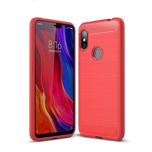 Brushed Texture Carbon Fiber Shockproof TPU Case for for Xiaomi Redmi Note 6 (Red)