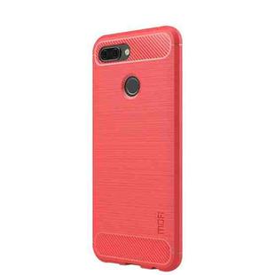 MOFI Brushed Texture Carbon Fiber Soft TPU Case for Xiaomi Mi 8 Lite (Red)