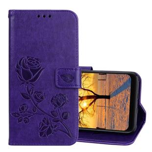 Rose Embossed Horizontal Flip PU Leather Case for Xiaomi Pocophone F1 , with Holder & Card Slots & Wallet(Purple)