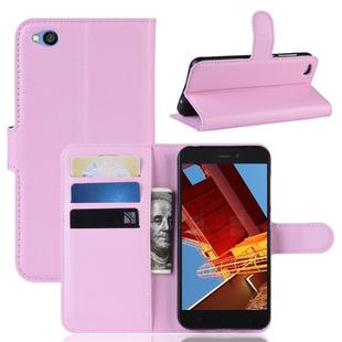 Litchi Texture Horizontal Flip Leather Case for Xiaomi Redmi Go, with Wallet & Holder & Card Slots (Pink)