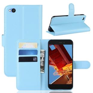 Litchi Texture Horizontal Flip Leather Case for Xiaomi Redmi Go, with Wallet & Holder & Card Slots (Blue)
