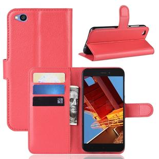 Litchi Texture Horizontal Flip Leather Case for Xiaomi Redmi Go, with Wallet & Holder & Card Slots (Red)