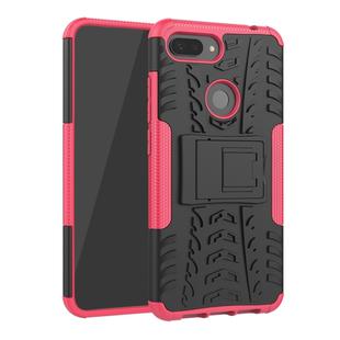 Shockproof  PC + TPU Tire Pattern Case for Xiaomi Mi 8 Lite, with Holder(Pink)