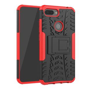 Shockproof  PC + TPU Tire Pattern Case for Xiaomi Mi 8 Lite, with Holder(Red)