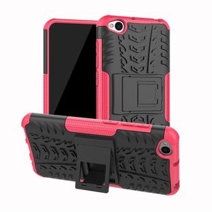 Tire Texture TPU+PC Shockproof Protective Case for Xiaomi Redmi Go, with Holder (Pink)