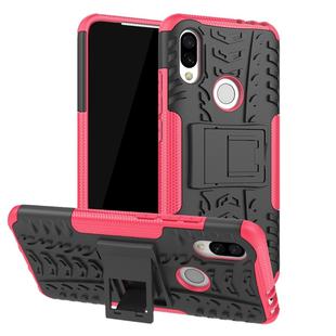 Tire Texture TPU+PC Shockproof Protective Case for Xiaomi Redmi 7, with Holder (Pink)