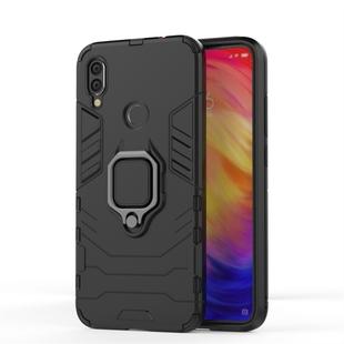 PC + TPU Shockproof Protective Case for Xiaomi Redmi Note 7, with Magnetic Ring Holder (Black)