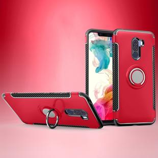 Anti-fall Car Magnetic Case with 360 Degree Rotating Armor Ring for Xiaomi Pocophone F1(Red)