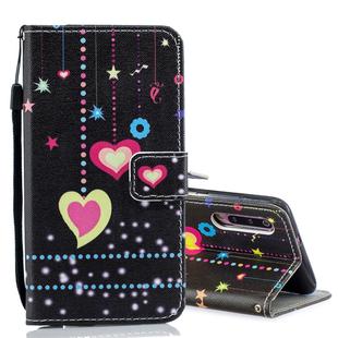 Colored Heart Pattern Horizontal Flip Leather Case for Xiaomi Mi 9, with Holder & Card Slots & Wallet