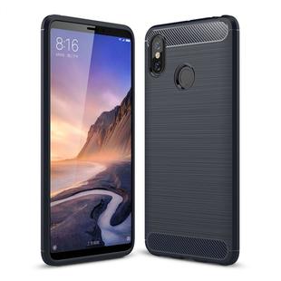 Brushed Texture Carbon Fiber Shockproof TPU Case for Xiaomi Mi Max 3 (Navy Blue)