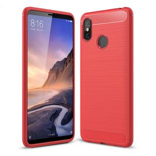 Brushed Texture Carbon Fiber Shockproof TPU Case for Xiaomi Mi Max 3 (Red)