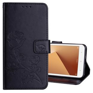 For Xiaomi Redmi Note 5A Low allocation (no fingerprint holes) Rose Embossed Horizontal Flip Environmental PU Leather Case with Holder & Card Slots & Wallet(Black)