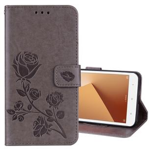 For Xiaomi Redmi Note 5A Low allocation (no fingerprint holes) Rose Embossed Horizontal Flip Environmental PU Leather Case with Holder & Card Slots & Wallet(Grey)
