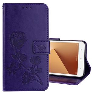 For Xiaomi Redmi Note 5A Low allocation (no fingerprint holes) Rose Embossed Horizontal Flip Environmental PU Leather Case with Holder & Card Slots & Wallet(Purple)