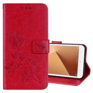 For Xiaomi Redmi Note 5A Low allocation (no fingerprint holes) Rose Embossed Horizontal Flip Environmental PU Leather Case with Holder & Card Slots & Wallet(Red)