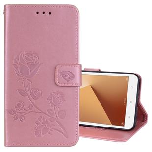 For Xiaomi Redmi Note 5A Low allocation (no fingerprint holes) Rose Embossed Horizontal Flip Environmental PU Leather Case with Holder & Card Slots & Wallet(Rose Gold)