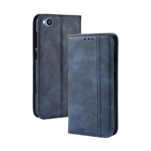 Magnetic Buckle Retro Texture Horizontal Flip Leather Case for Xiaomi Redmi Go, with Holder & Card Slots & Wallet (Blue)