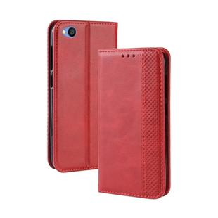 Magnetic Buckle Retro Texture Horizontal Flip Leather Case for Xiaomi Redmi Go, with Holder & Card Slots & Wallet (Red)