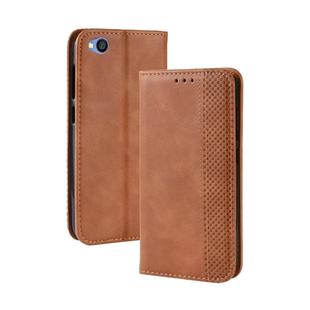 Magnetic Buckle Retro Texture Horizontal Flip Leather Case for Xiaomi Redmi Go, with Holder & Card Slots & Wallet (Brown)