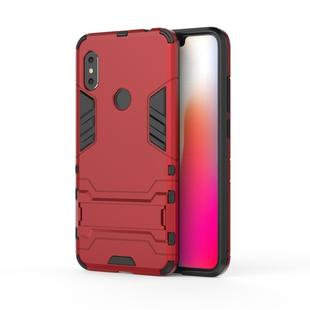 Shockproof PC + TPU  Case for Xiaomi Redmi Note 6, with Holder (Red)