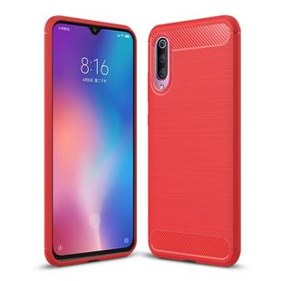 Brushed Texture Carbon Fiber Shockproof TPU Case for Xiaomi Mi 9 SE(Red)