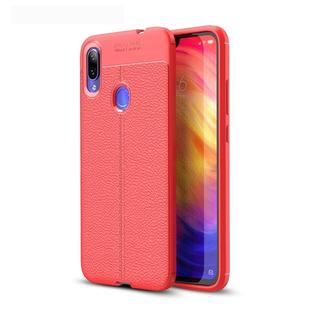 Litchi Texture TPU Shockproof Case for Xiamo Redmi Note 7 / Redmi Note 7 Pro(Red)