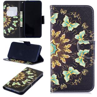 Colored Drawing Semicircular Butterfly Pattern Horizontal Flip Leather Case for Xiaomi Redmi Note 7 / Redmi Note 7 Pro, with Holder & Card Slots & Wallet