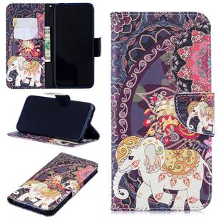 Colored Drawing Flower Elephant Pattern Horizontal Flip Leather Case for Xiaomi Redmi Note 7 / Redmi Note 7 Pro, with Holder & Card Slots & Wallet