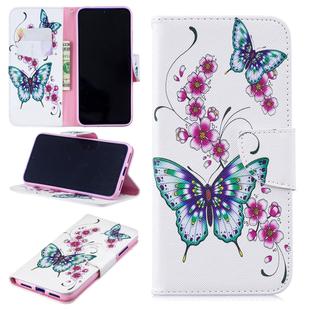 Colored Drawing Peach Blossom and Butterfly Pattern Horizontal Flip Leather Case for Xiaomi Redmi Note 7 / Redmi Note 7 Pro, with Holder & Card Slots & Wallet