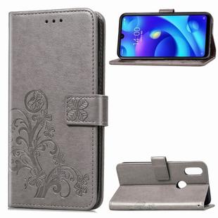 Lucky Clover Pressed Flowers Pattern Leather Case for Xiaomi Play, with Holder & Card Slots & Wallet & Hand Strap (Grey)