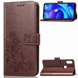 Lucky Clover Pressed Flowers Pattern Leather Case for Xiaomi Play, with Holder & Card Slots & Wallet & Hand Strap (Brown)