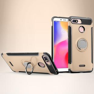 Magnetic 360 Degree Rotation Ring Holder Armor Protective Case for Xiaomi Redmi 6A (Gold)