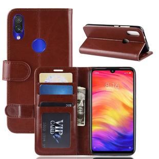 R64 Texture Single Fold Horizontal Flip Leather Case for Xiaomi Redmi Note 7, with Holder & Wallet & Card Slots & Photo Frame (Brown)