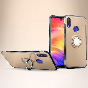 Magnetic Armor Protective Case for Xiaomi Redmi Note 7, with 360 Degree Rotation Ring Holder (Gold)