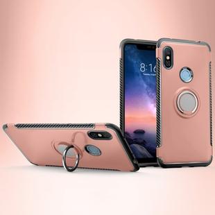 Magnetic Armor Protective Case for Xiaomi Redmi Note 6, with 360 Degree Rotation Ring Holder (Rose Gold)