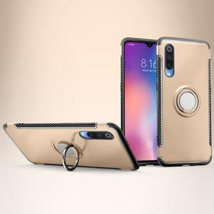 Magnetic Armor Protective Case for Xiaomi Mi 9, with 360 Degree Rotation Ring Holder(Gold)