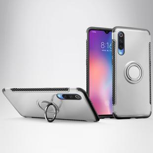 Magnetic Armor Protective Case for Xiaomi Mi 9, with 360 Degree Rotation Ring Holder(Silver)
