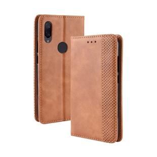 Magnetic Buckle Retro Texture Horizontal Flip Leather Case for Xiaomi Redmi Note 7, with Holder & Card Slots & Wallet (Brown)